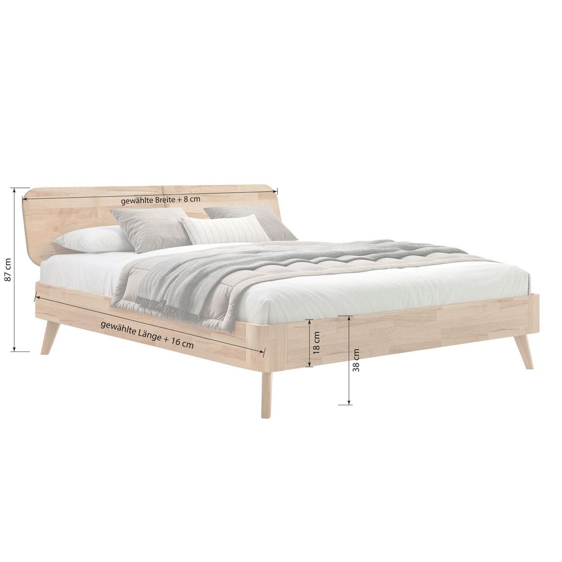Bett Levico Kernbuche Massivholz