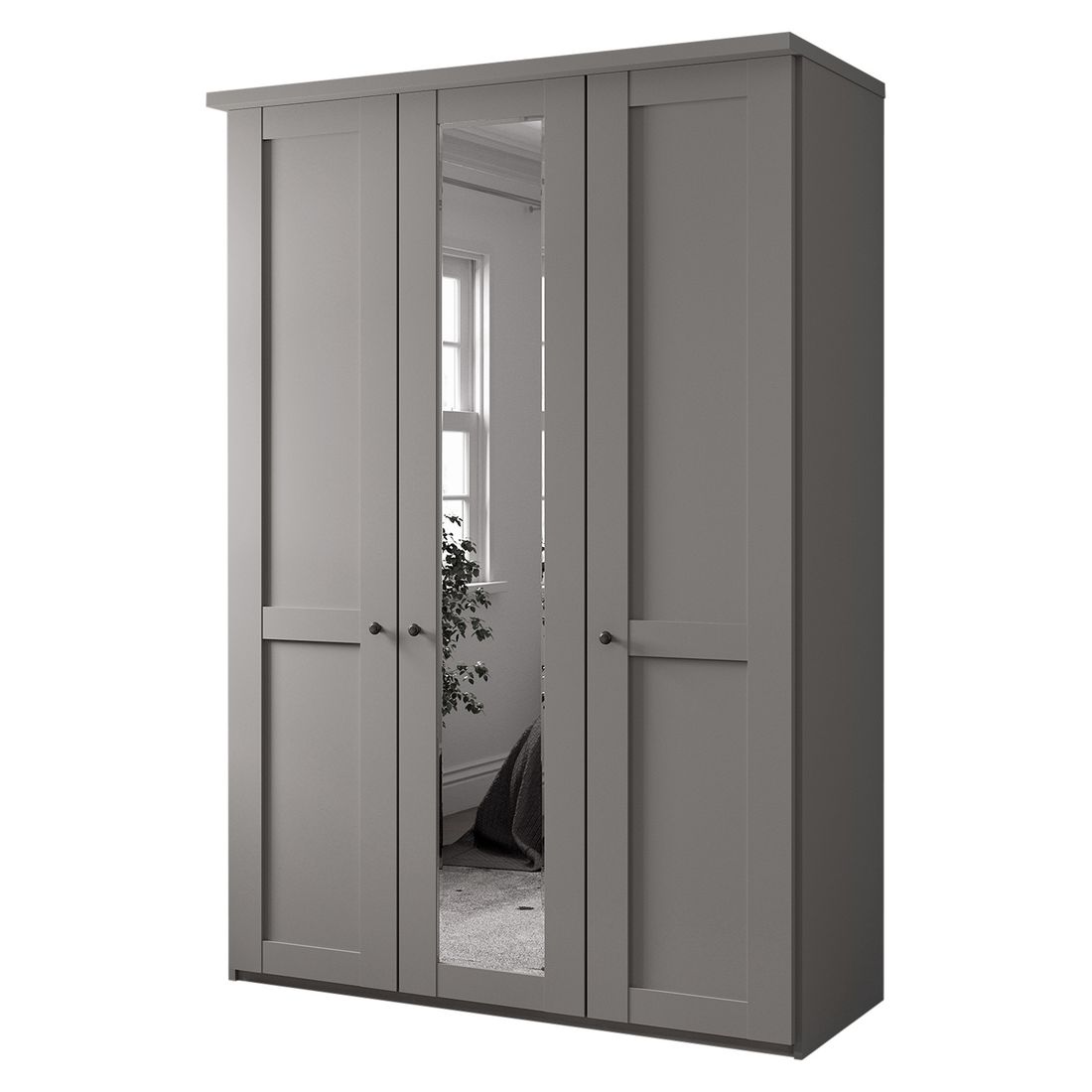 Drehtüren-Kleiderschrank Qamar mit Spiegel H 216cm