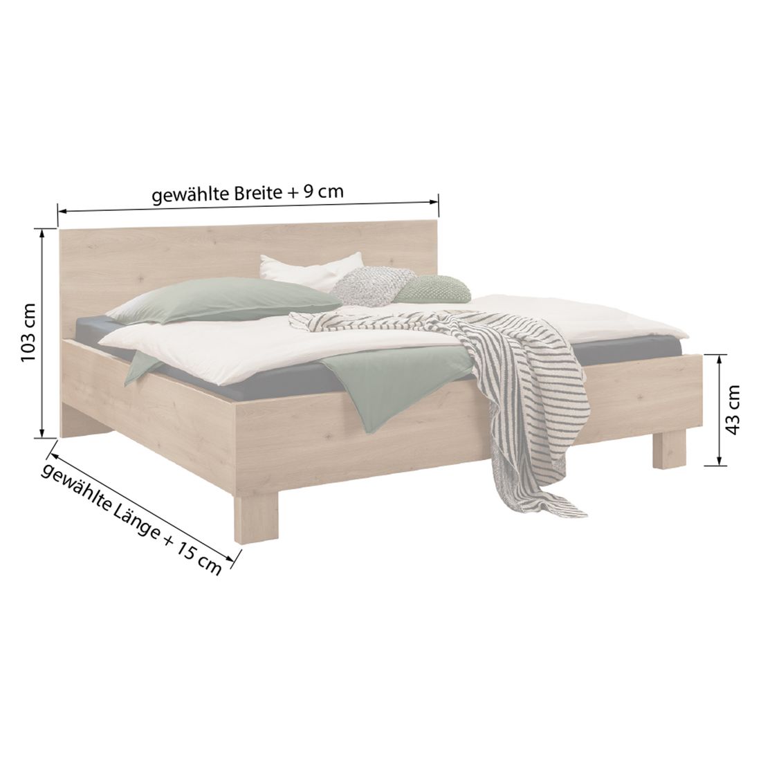 Bett Marizo Komfort Eiche Dekor