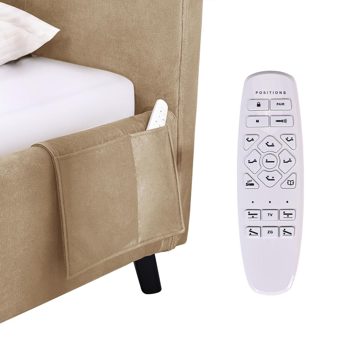 Polsterbett Thea Komfort Velours mit Pflegebett-Funktion und Lattenrost