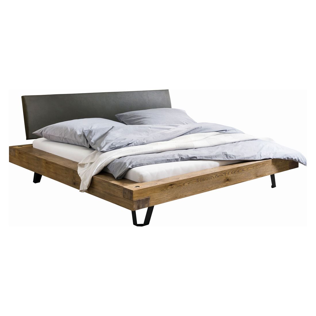 Balkenbett Anes Wildeiche Vintage Massivholz