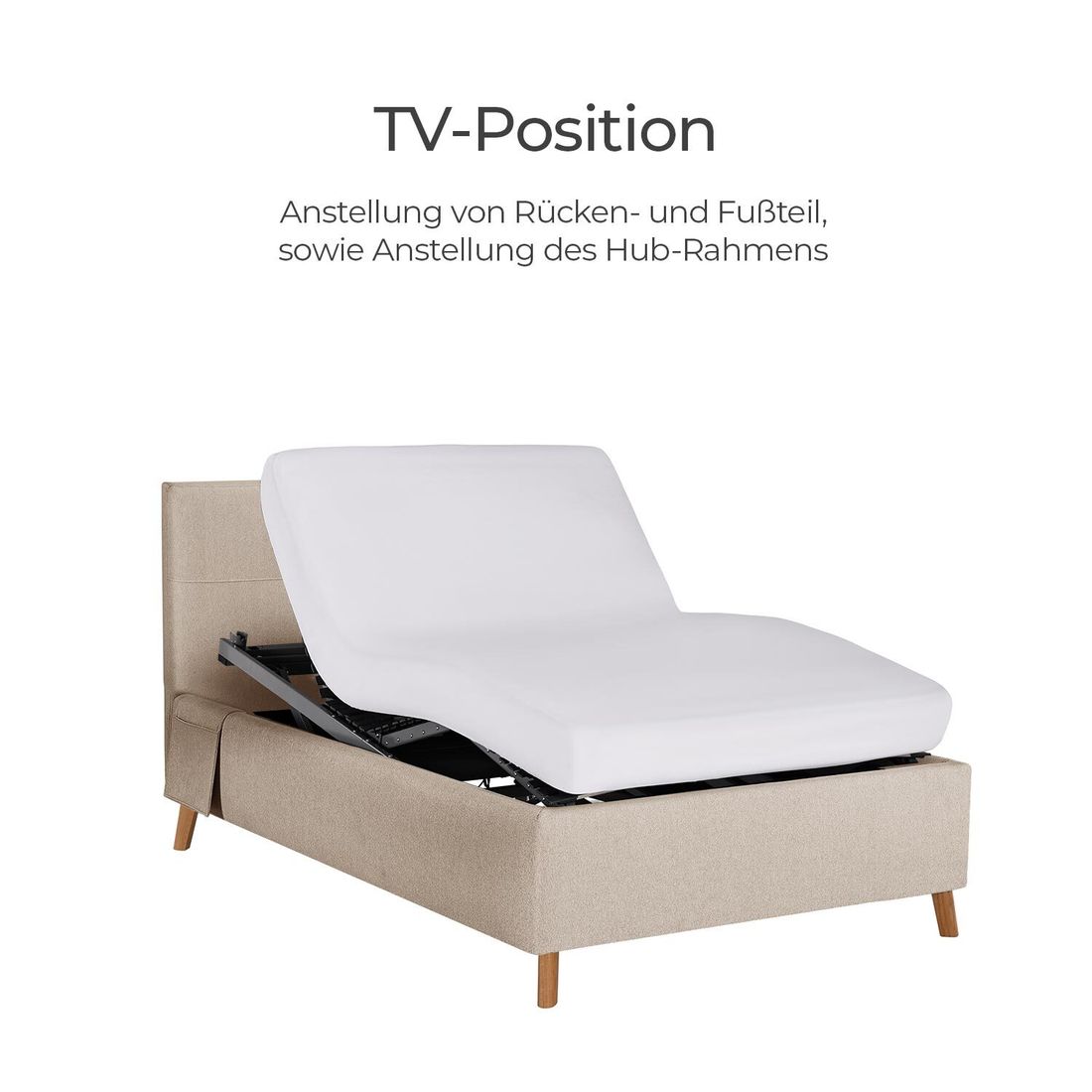 Einzelbett Henriette Komfort Webstoff mit Pflegebett-Funktion und Lattenrost