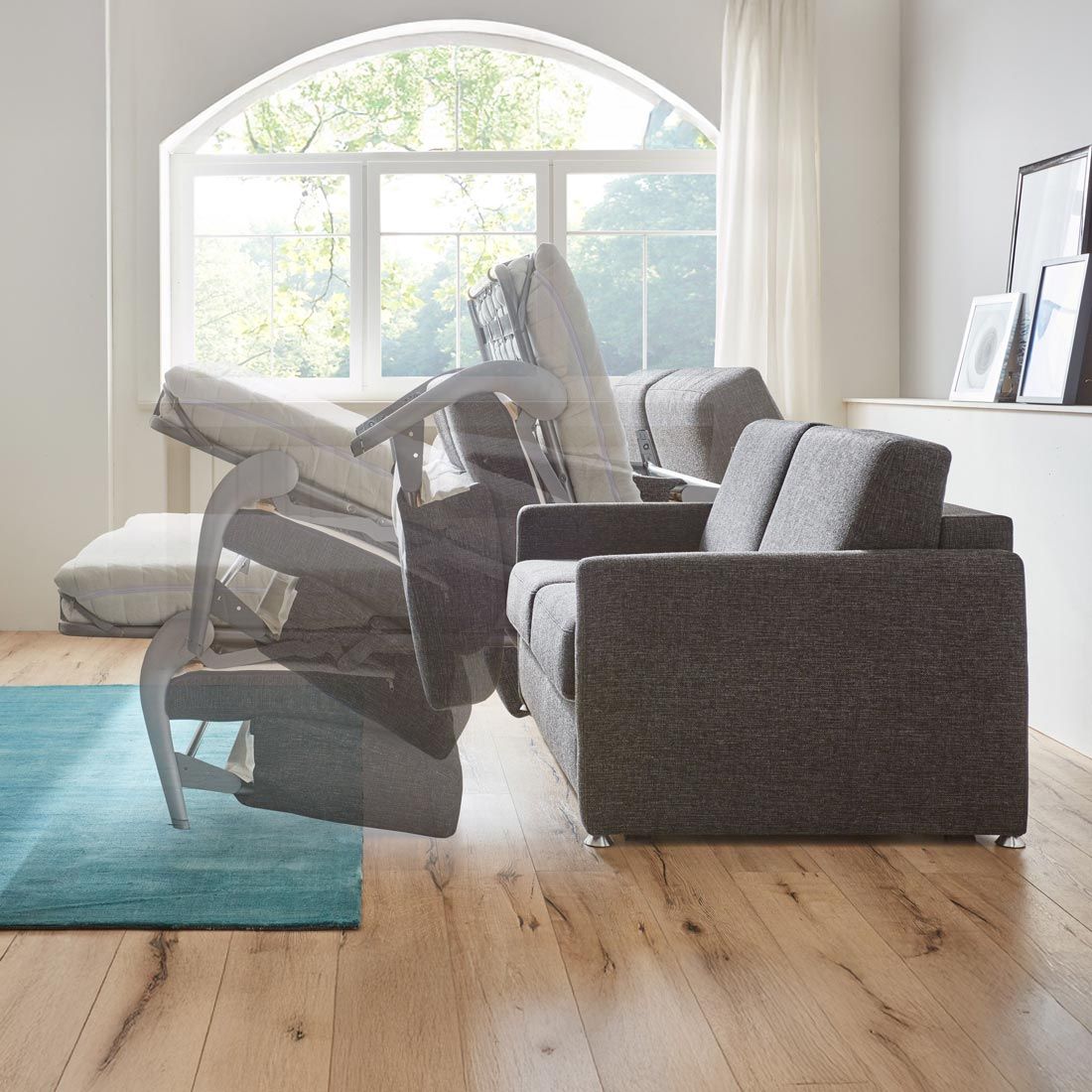 Schlafsofa Tullia Webstoff/Velours mit Lattenrost