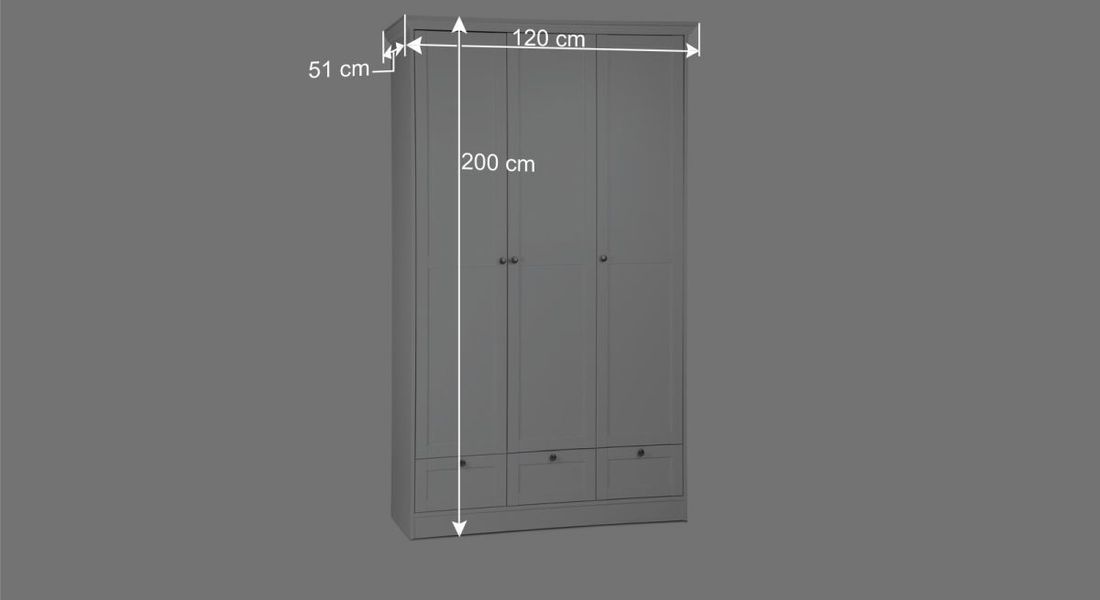 Drehtüren-Kleiderschrank Holmar 3-türig