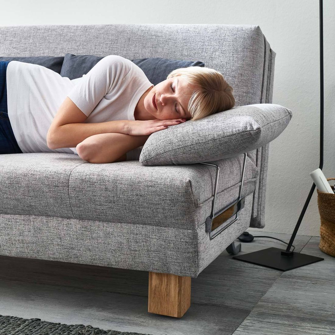 Schlafsofa Valda Webstoff mit Lattenrost
