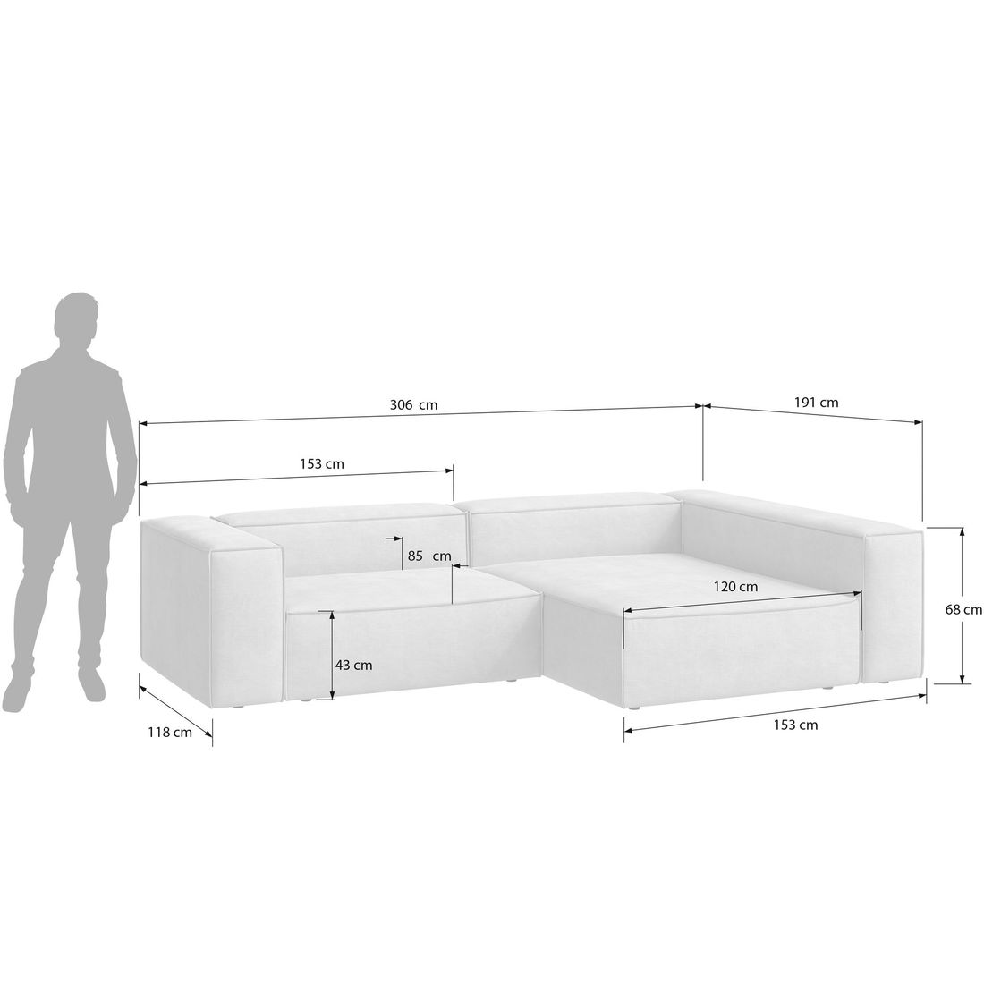 HOMELIV. Glennon Ecksofa Matrix Webstoff