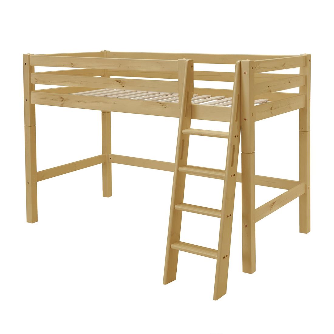Midi-Hochbett Kids Paradise Kiefer Massivholz mit Lattenrost