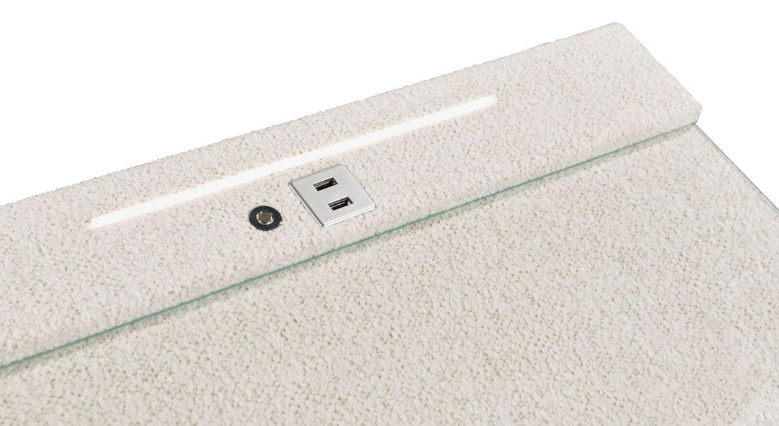 Polsternachttisch Xander Webstoff H 57cm mit LED-Beleuchtung und USB-Anschluss