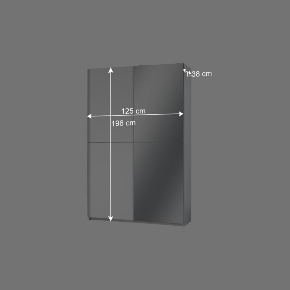 Schwebetüren-Kleiderschrank Nissa mit Innenausstattung 125x196cm