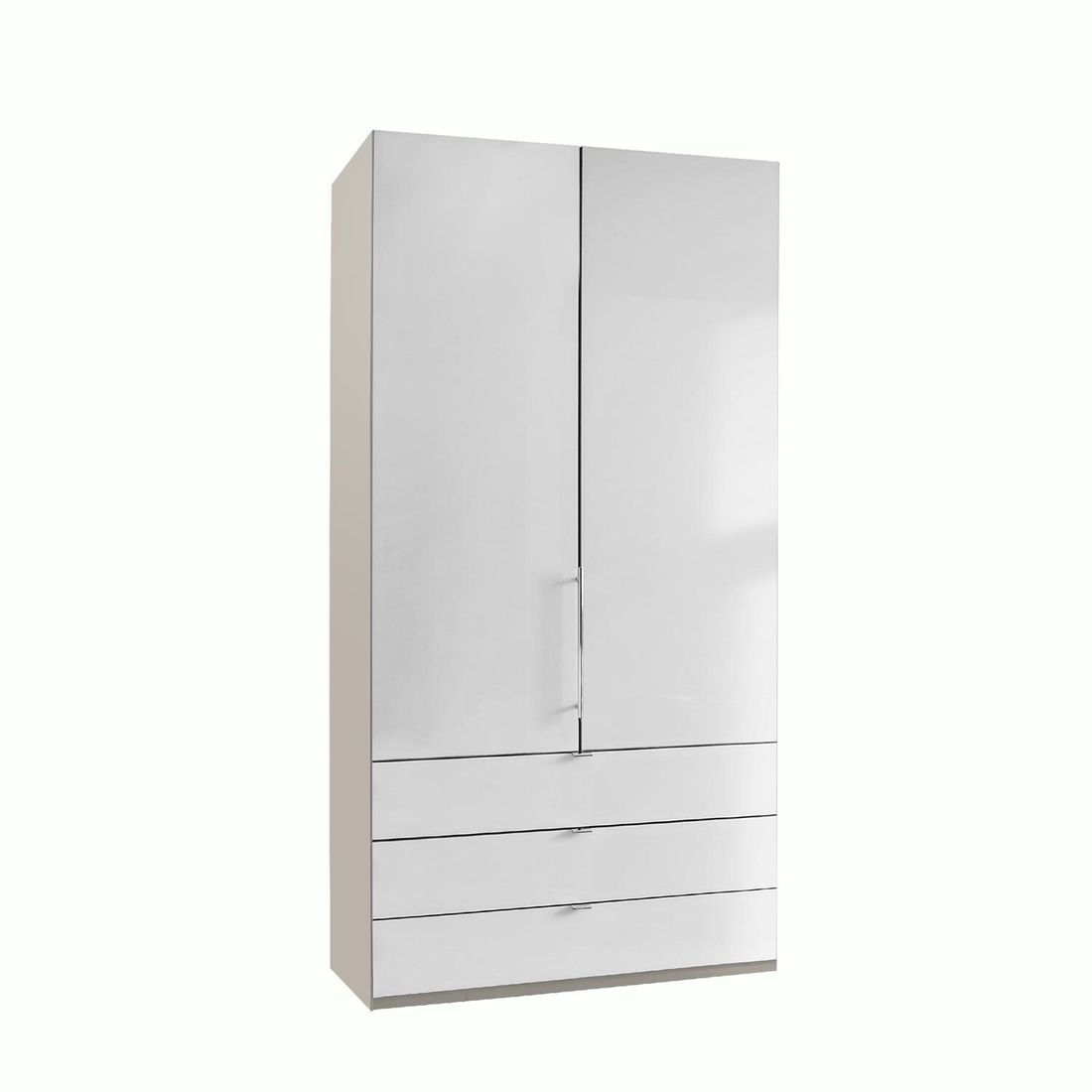 Drehtüren-Kleiderschrank Selca mit Glasfront und Schubladen