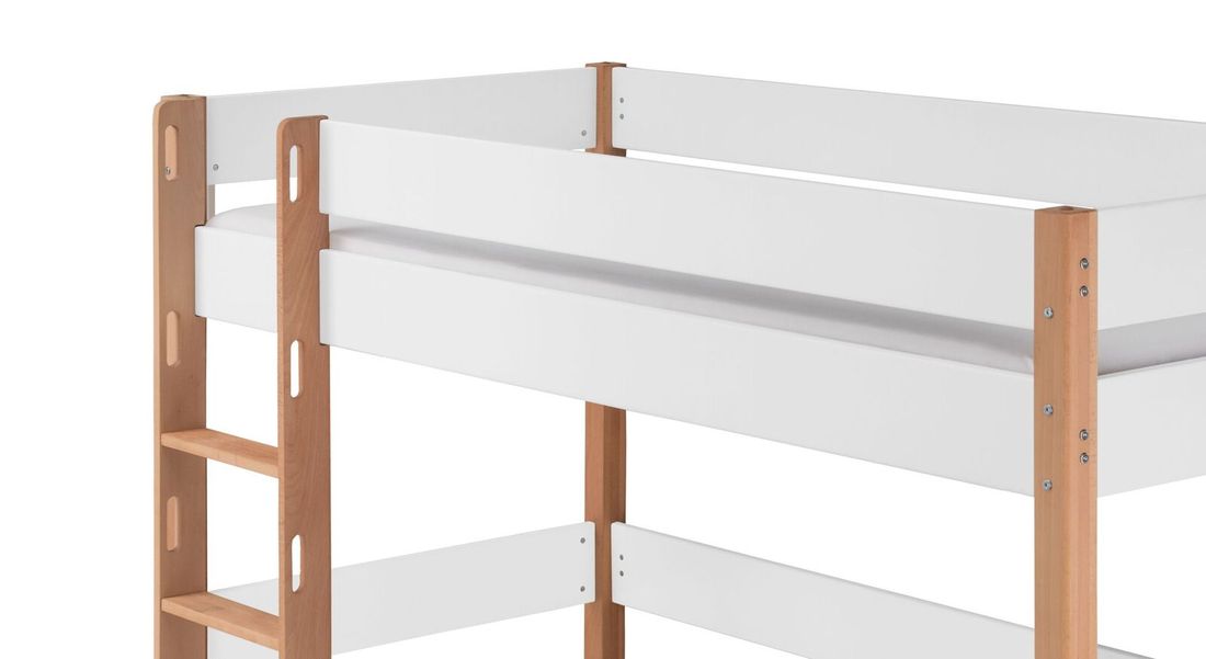 Midi-Hochbett Kids Nordic Buche teilmassiv mit Lattenrost