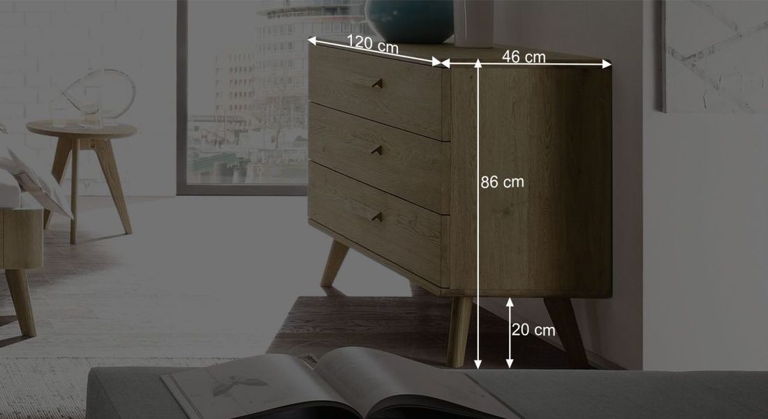 Kommode Rakaia Eiche Massivholz mit Schubladen