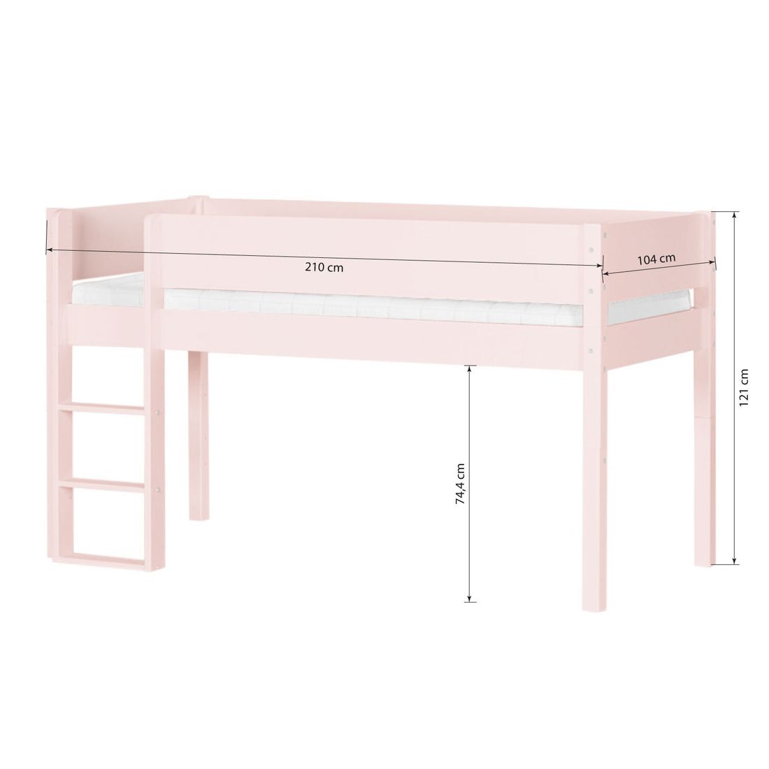 Mini-Hochbett Kids Town Color Buche teilmassiv mit Lattenrost