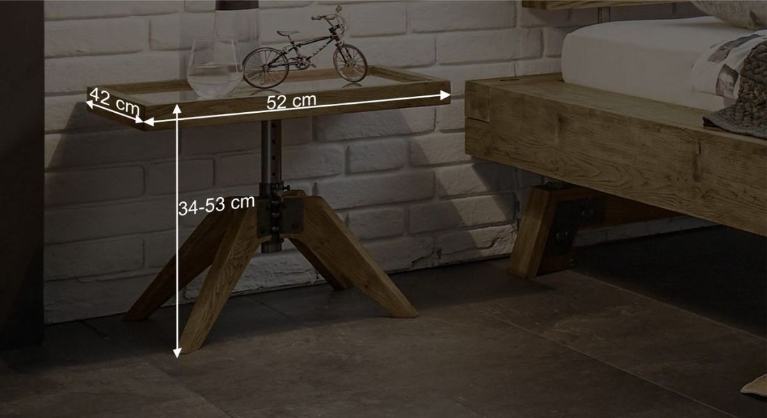 Nachttisch Valdivia Wildeiche Massivholz H 34-53 cm
