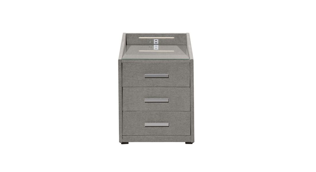 Polsternachttisch Aidan Microvelours H 61cm mit LED-Beleuchtung und USB-Anschluss