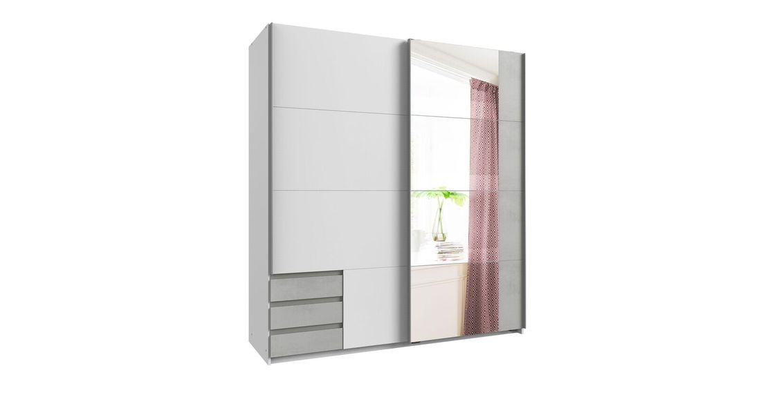 Schwebetüren-Kleiderschrank Kaori mit Schubladen