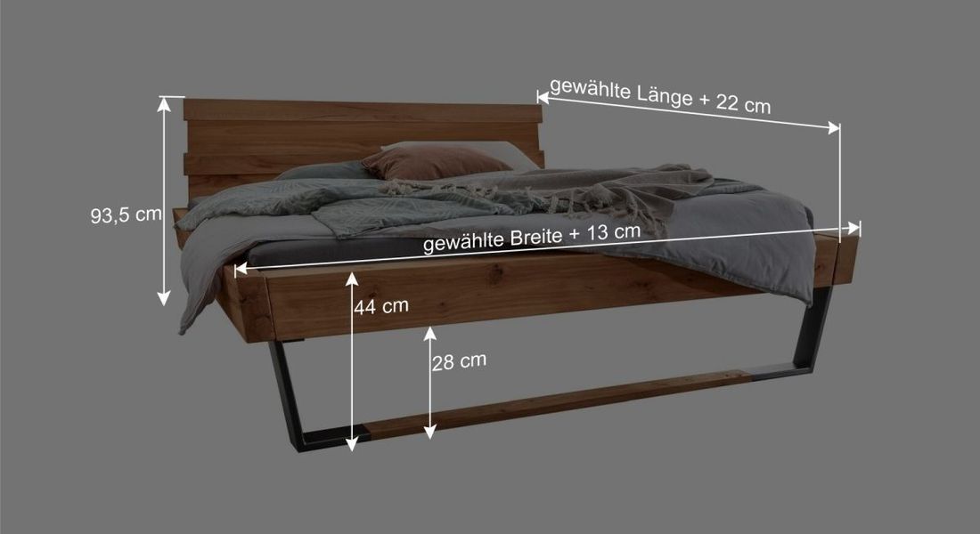 HOMELIV. Balkenbett Trinculo Komfort Kernbuche Massivholz