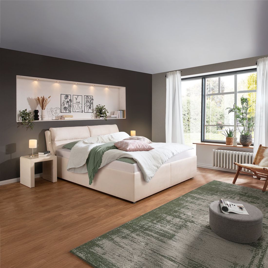 Polsterbett Cremona Microvelours mit Bettkasten