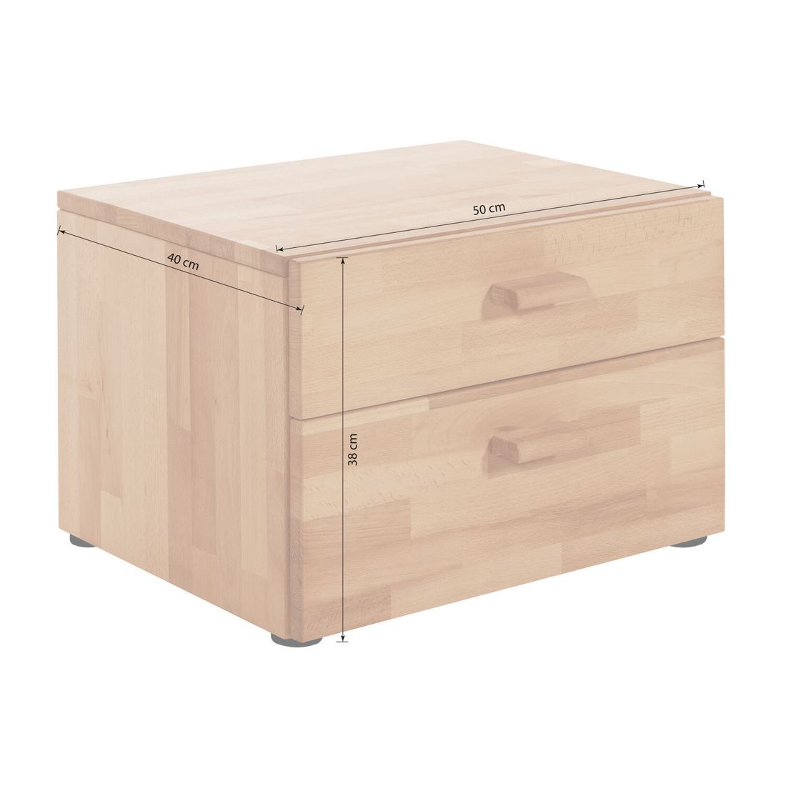 HOMELIV. Nachttisch Tamira Kernbuche Massivholz H 38cm