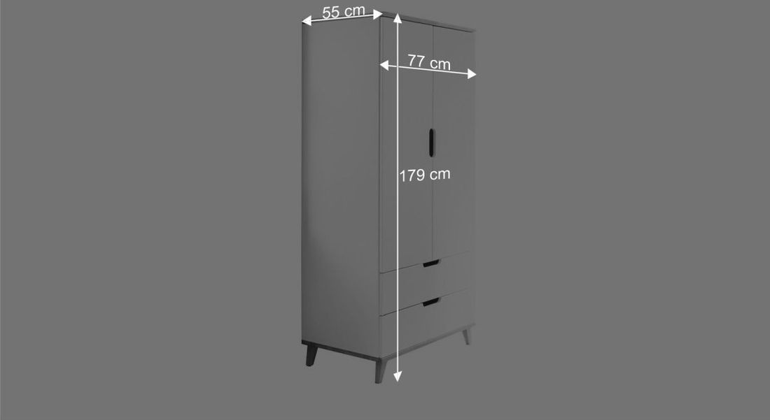 Drehtüren-Kleiderschrank Kids Nordic mit Schubladen