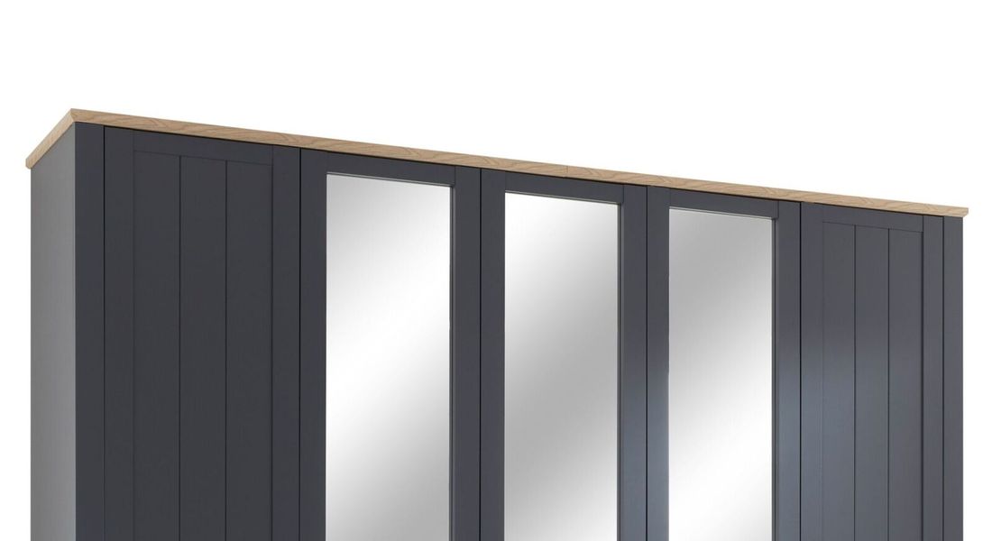 Drehtüren-Kleiderschrank Doriga mit Spiegel und Schubladen