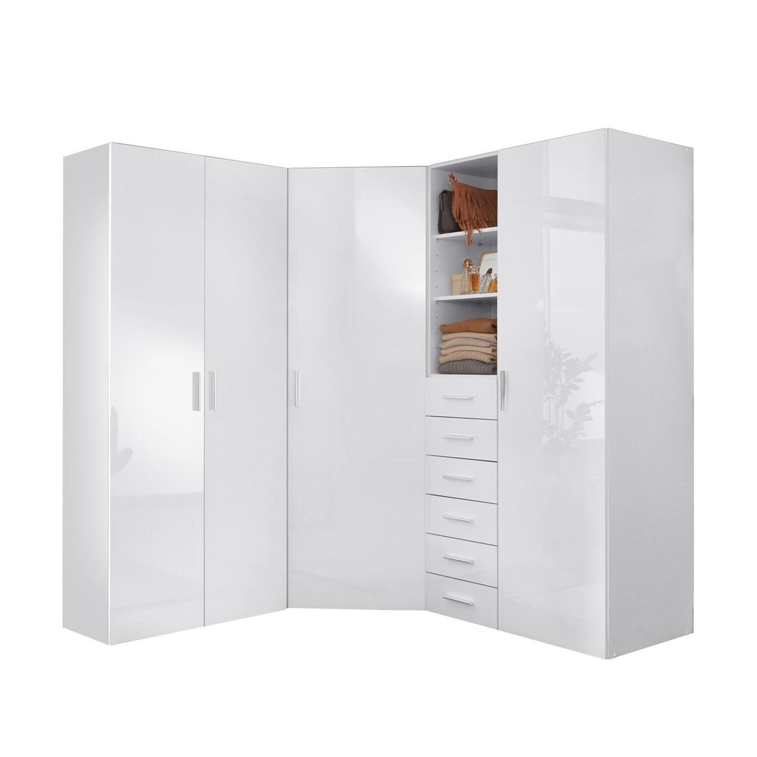 Eck-Kleiderschrank Divisa mit Innenausstattung