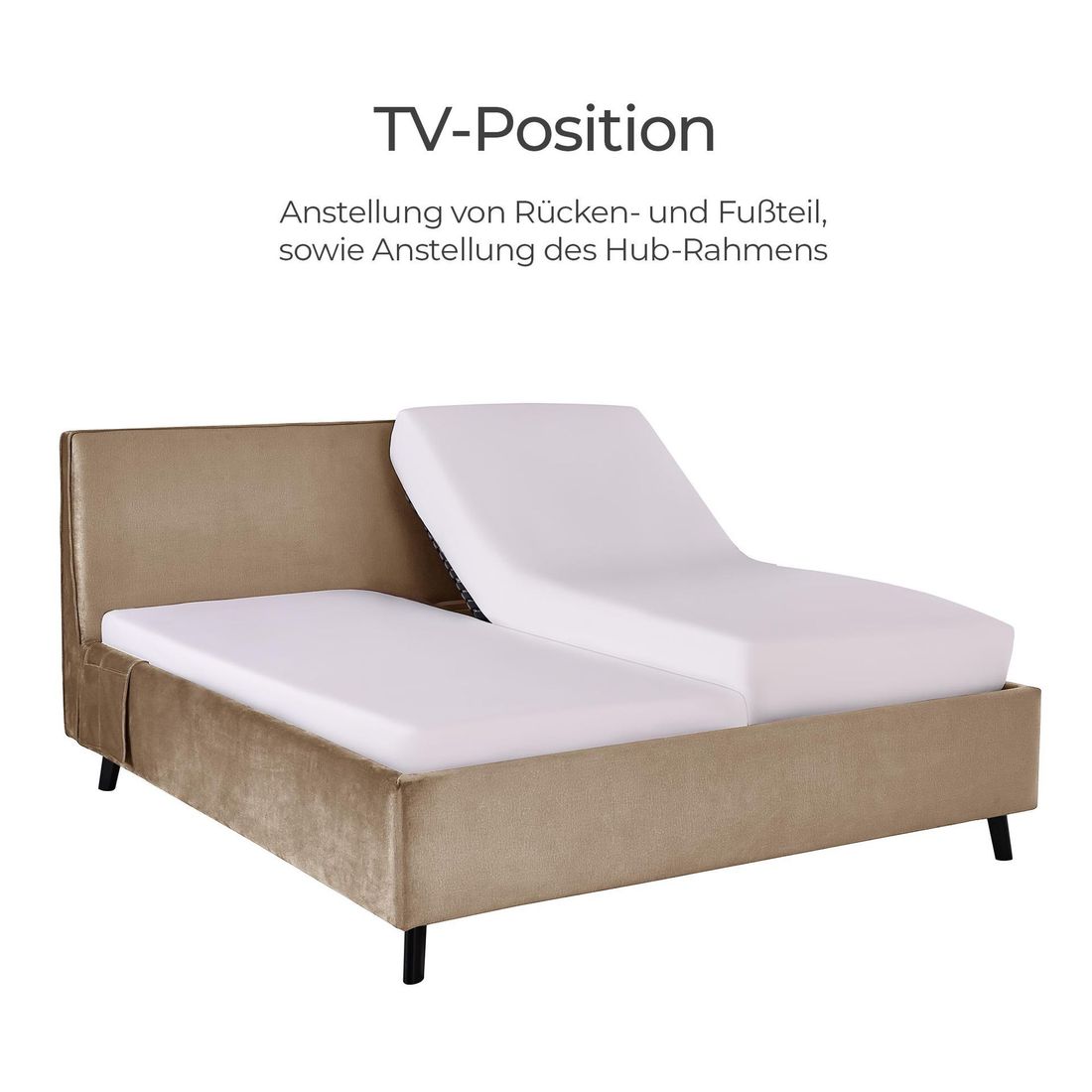 Polsterbett Thea Komfort Velours mit Pflegebett-Funktion und Lattenrost