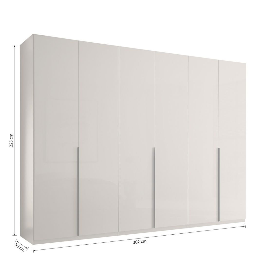 Drehtüren-Kleiderschrank Torvian 302x225cm mit Innenausstattung Kaschmir Hochglanz