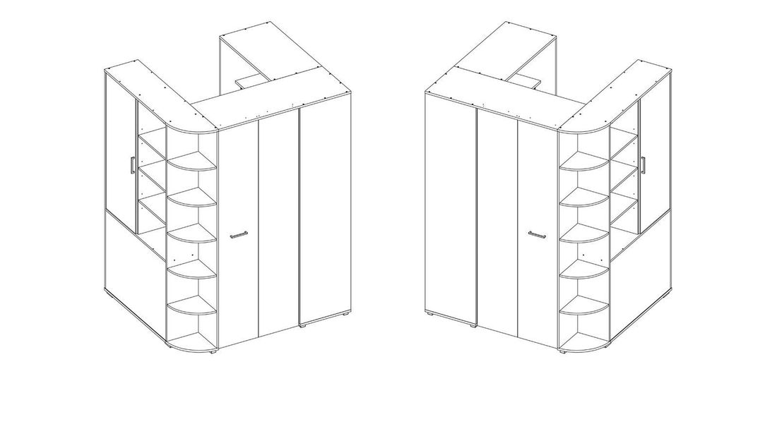 Eck-Kleiderschrank Porvenir begehbar