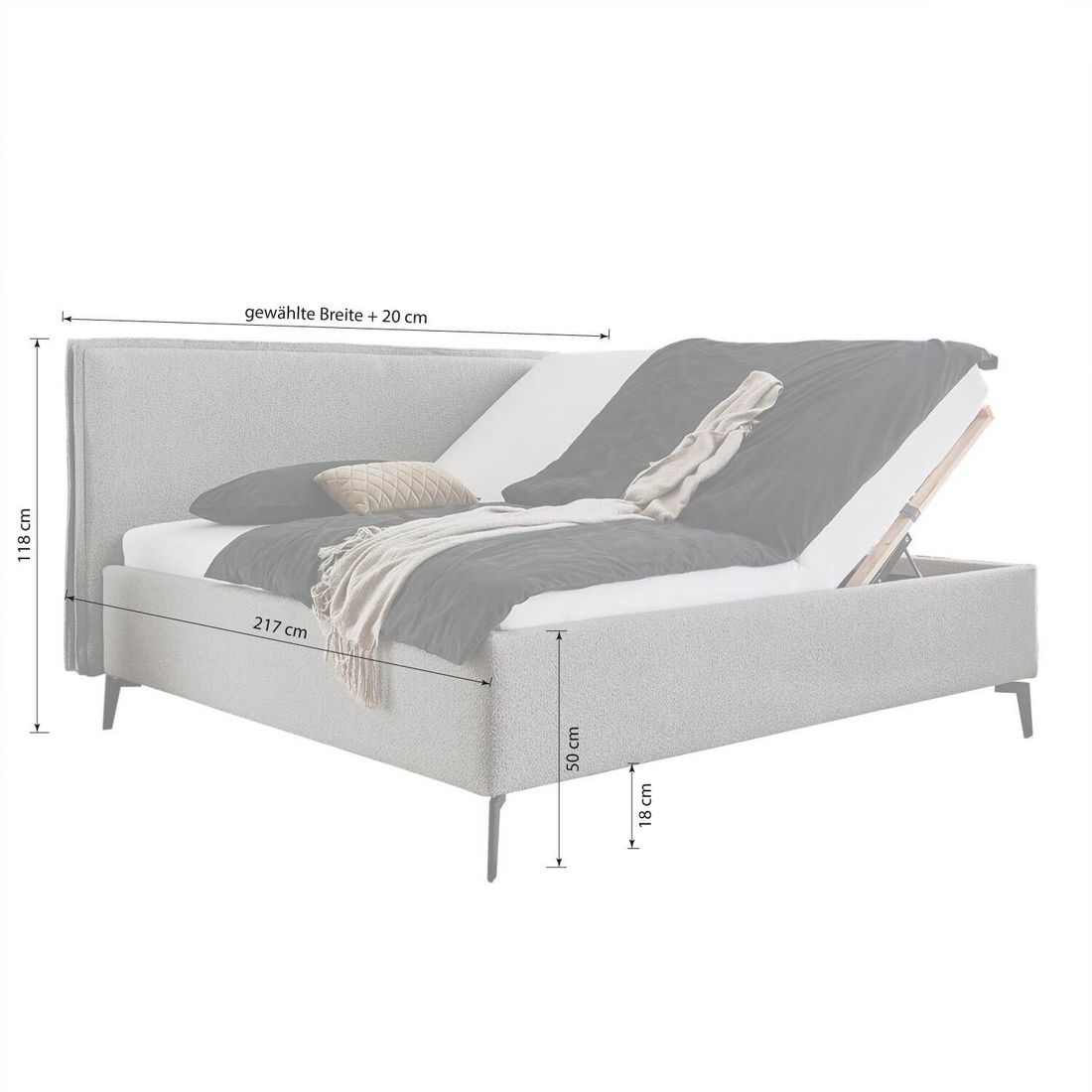 HOMELIV. Polsterbett SwitchIT Sheffield Webstoff mit Bettkasten und Lattenrost