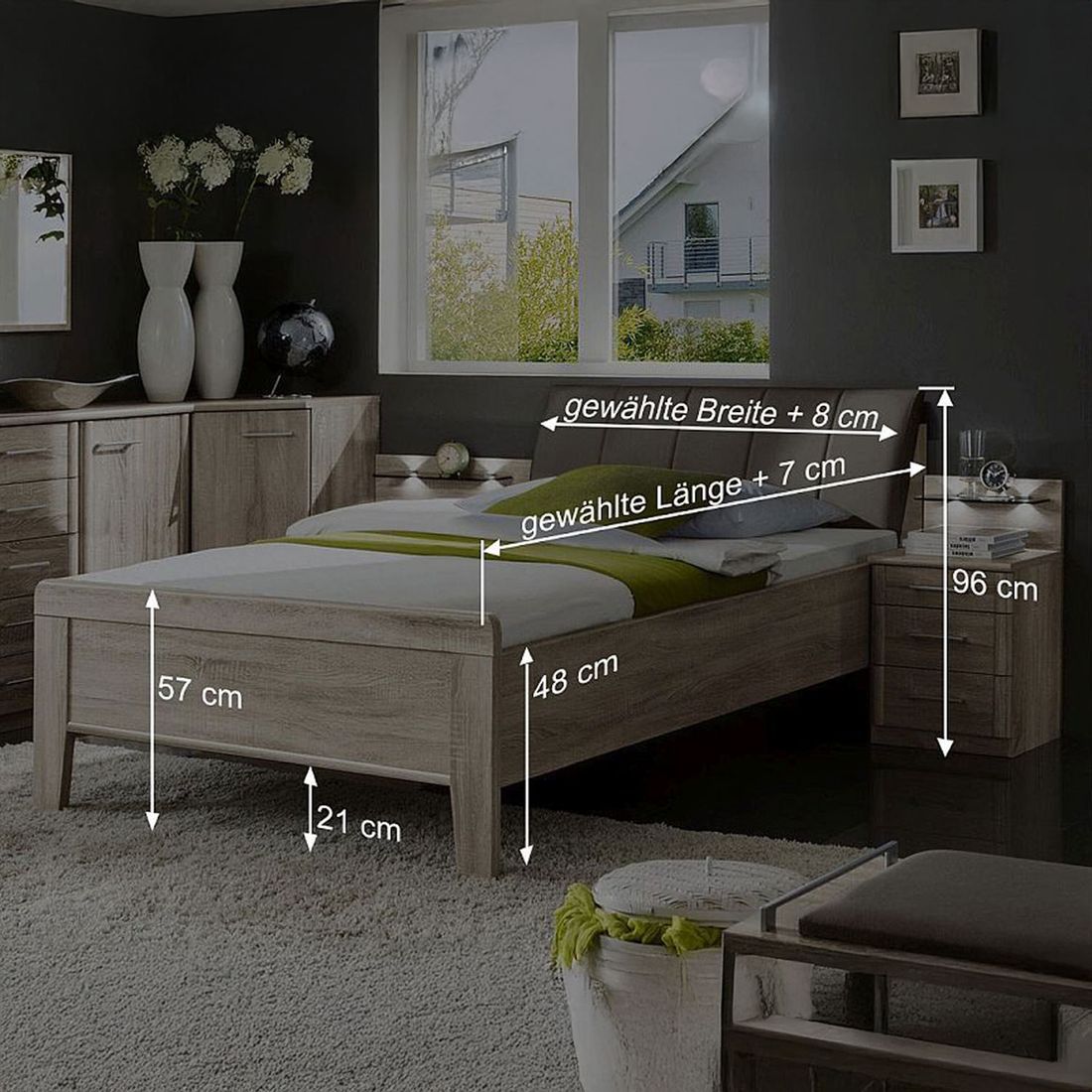 Bett Runcorn Komfort Eiche Dekor