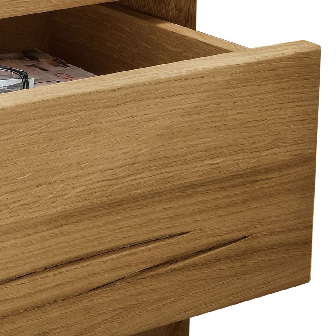 HOMELIV. Nachttisch Rigolato Wildeiche Massivholz H 42cm