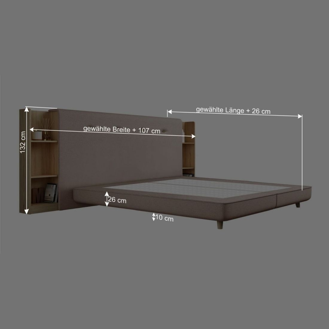 SCHLARAFFIA Bett Buddy Holly Webstoff mit Boxspring-Unterfederung