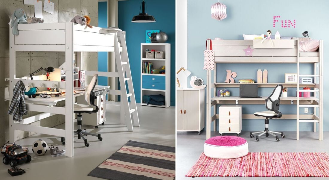 LIFETIME Hochbett Original Kiefer Massivholz mit Lattenrost