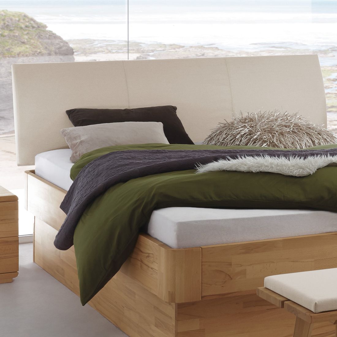 Bett Ballina Komfort Kernbuche Massivholz mit Bettkasten