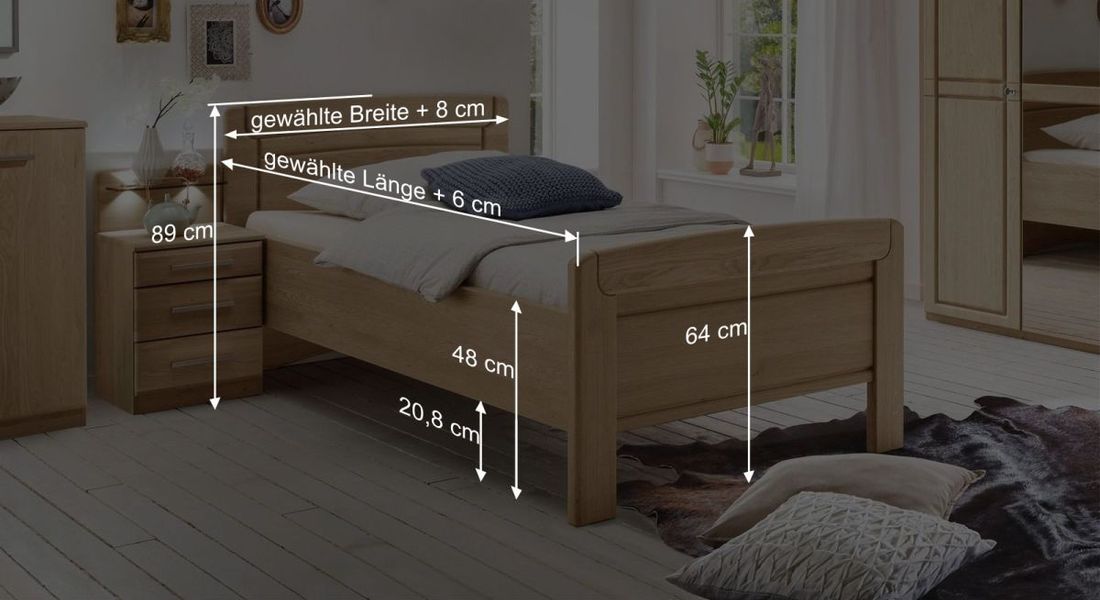 Seniorenbett Hazleton Komfort Eiche teilmassiv