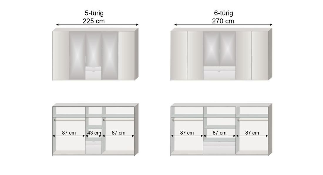 Drehtüren-Kleiderschrank Esperia mit Schubladen