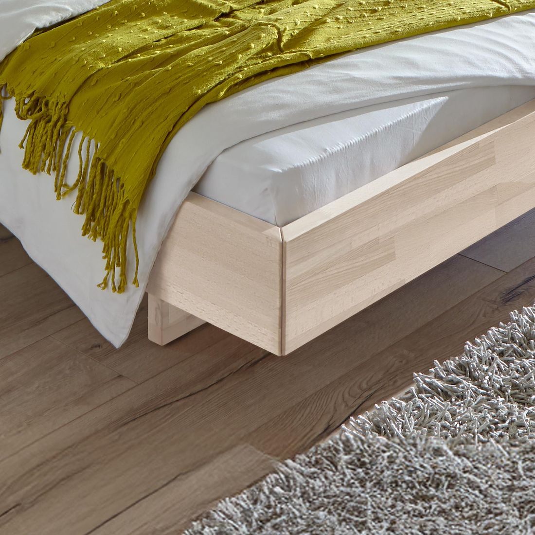 Bett Rimini Buche Massivholz ohne Kopfteil