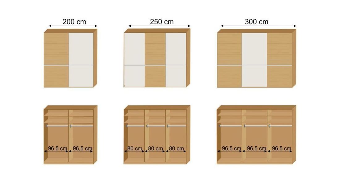 MUSTERRING Schwebetüren-Kleiderschrank Savona 2.0 Eiche teilmassiv mit Glasfront