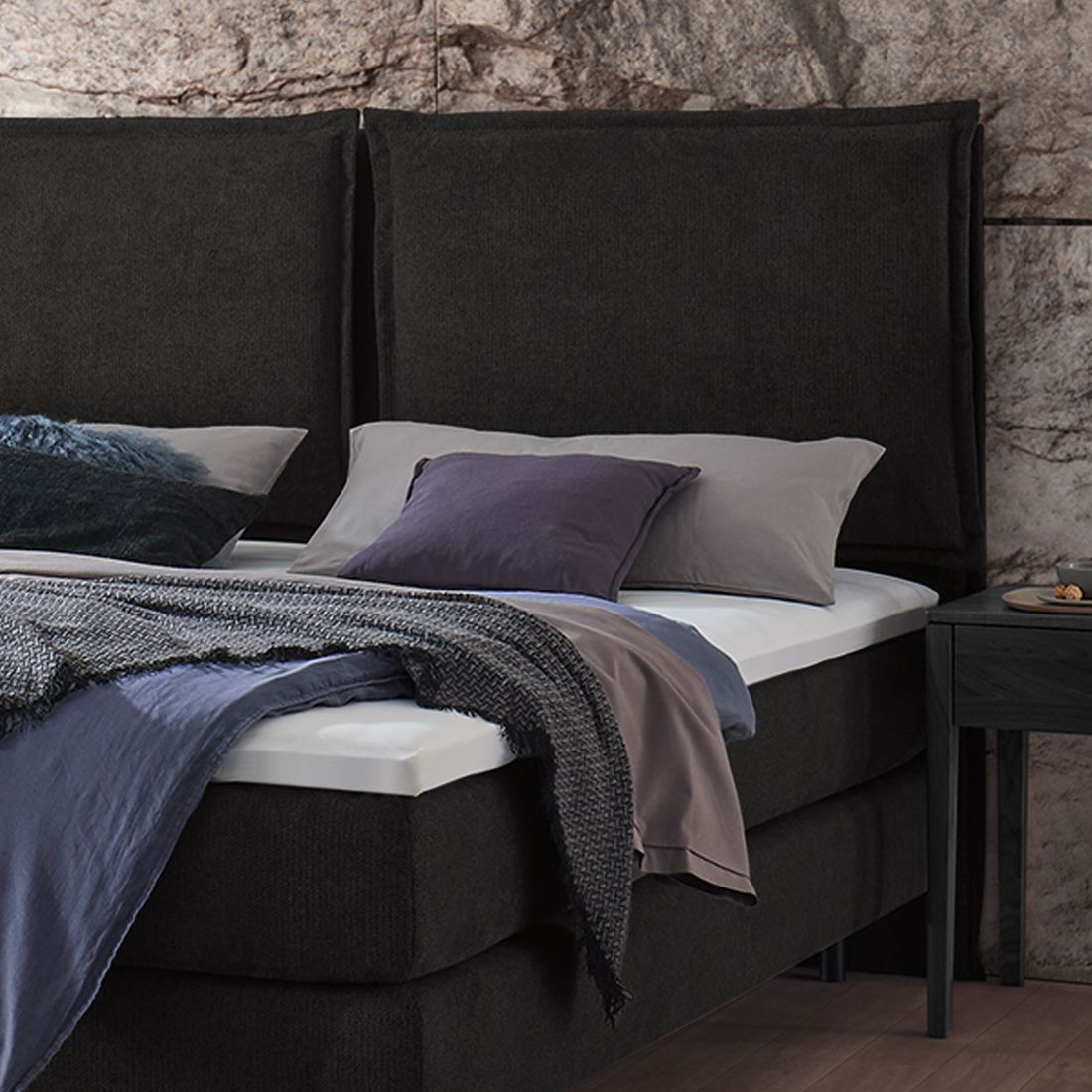 Boxspringbett Rimossa Velours-Strukturstoff