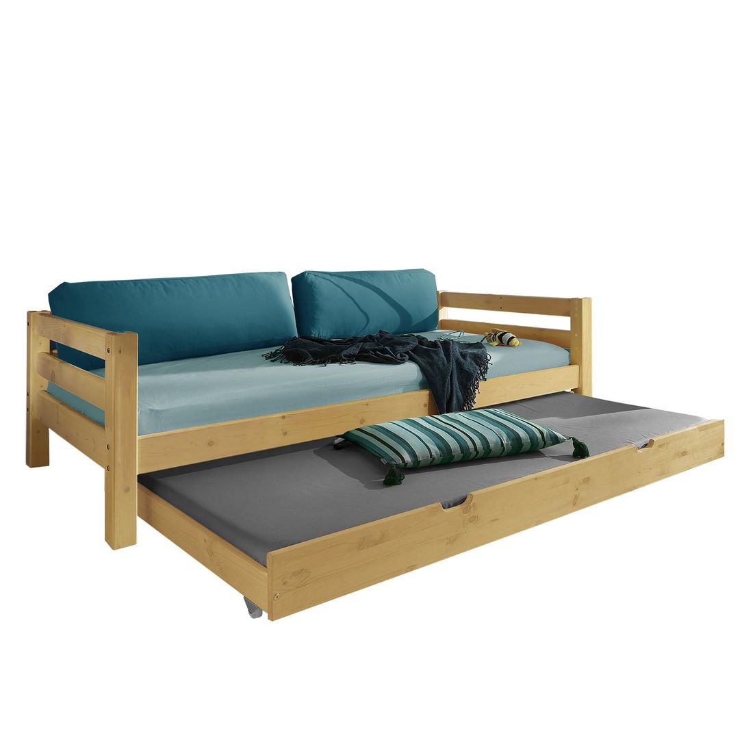 Ausziehbett Kids Paradise Kiefer Massivholz mit Lattenrost und Schubkasten