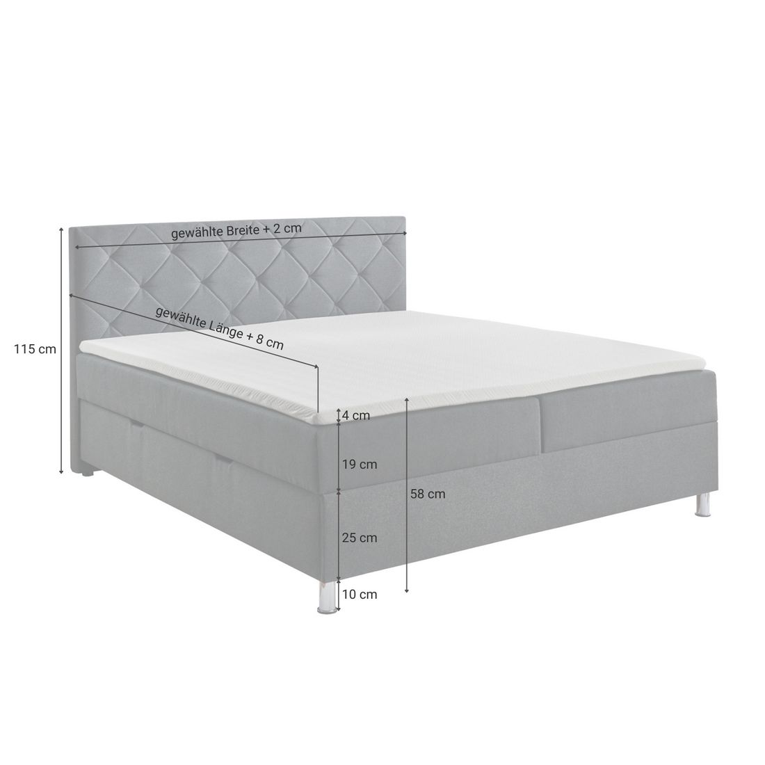 Boxspringbett Arvin Webstoff mit Bettkasten