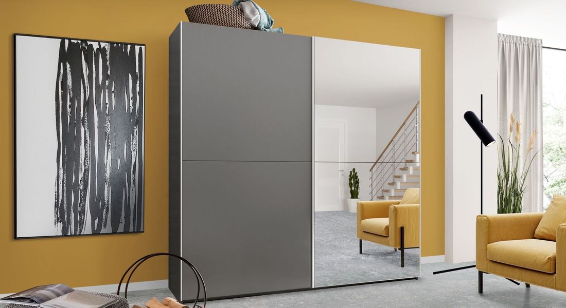 Schwebetüren-Kleiderschrank Farlan mit Spiegel