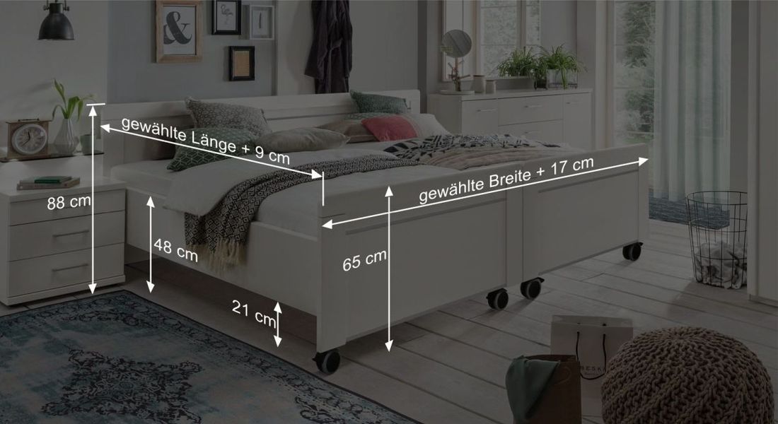 Senioren-Doppelbett Calimera Komfort mit Rollen
