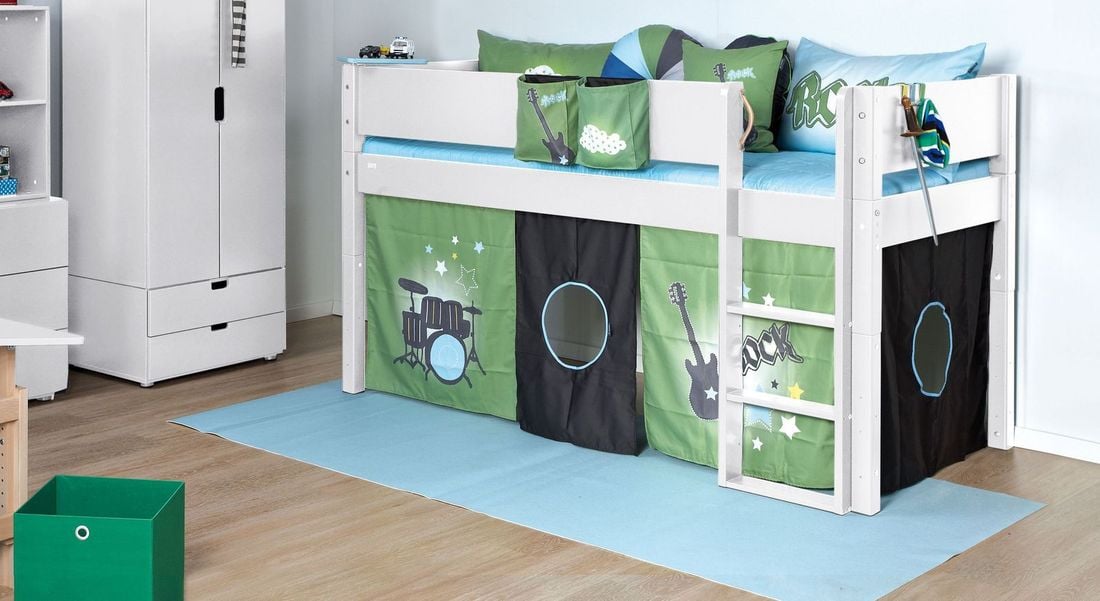 Mini-Hochbett Kids Town Buche teilmassiv mit Lattenrost