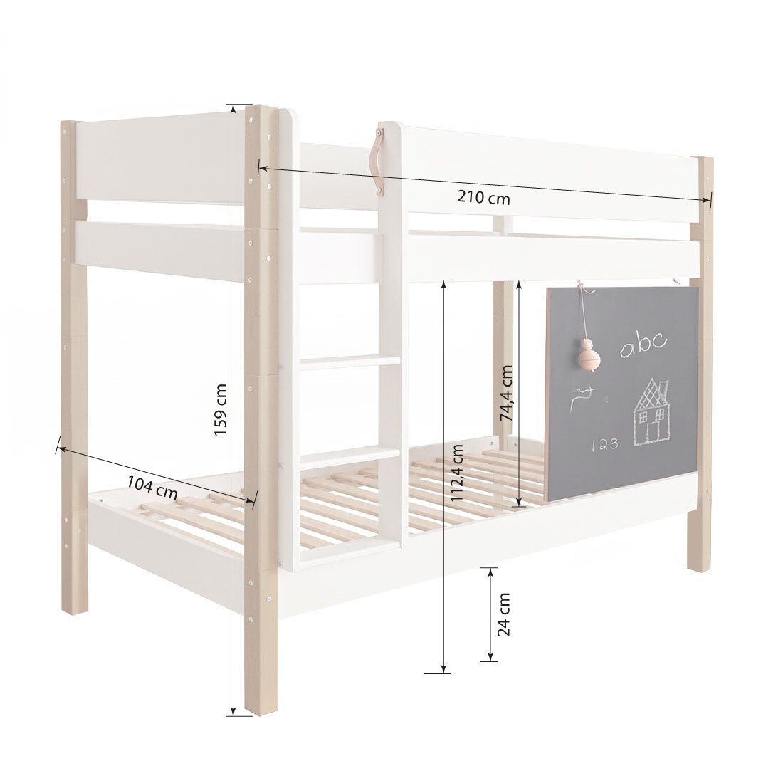 Etagenbett Kids Town Buche teilmassiv mit Lattenrost und Tafel