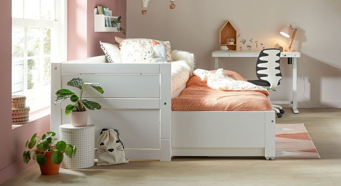 LIFETIME Kojenbett-Ausziehbett Original Kiefer Massivholz mit Lattenrost