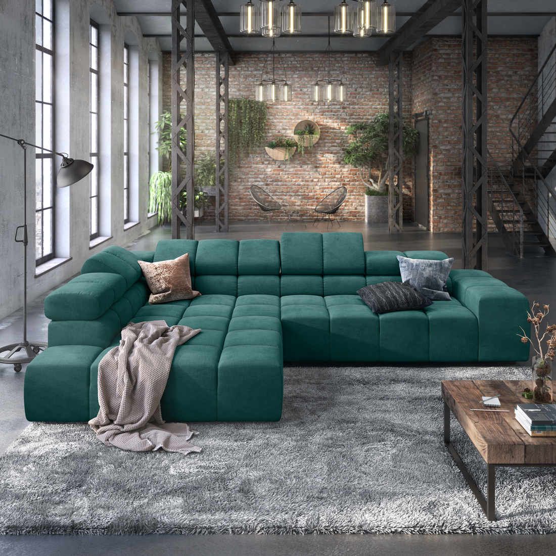 HOMELIV. Ecksofa Charlotta 319x215x82cm Webstoff