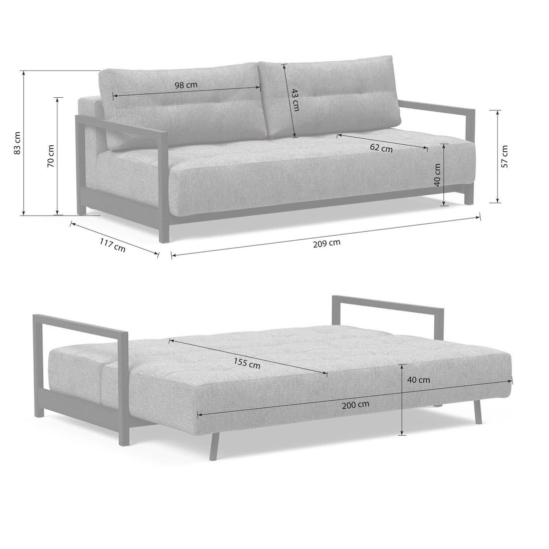 Schlafsofa Butland Webstoff mit Stauraum