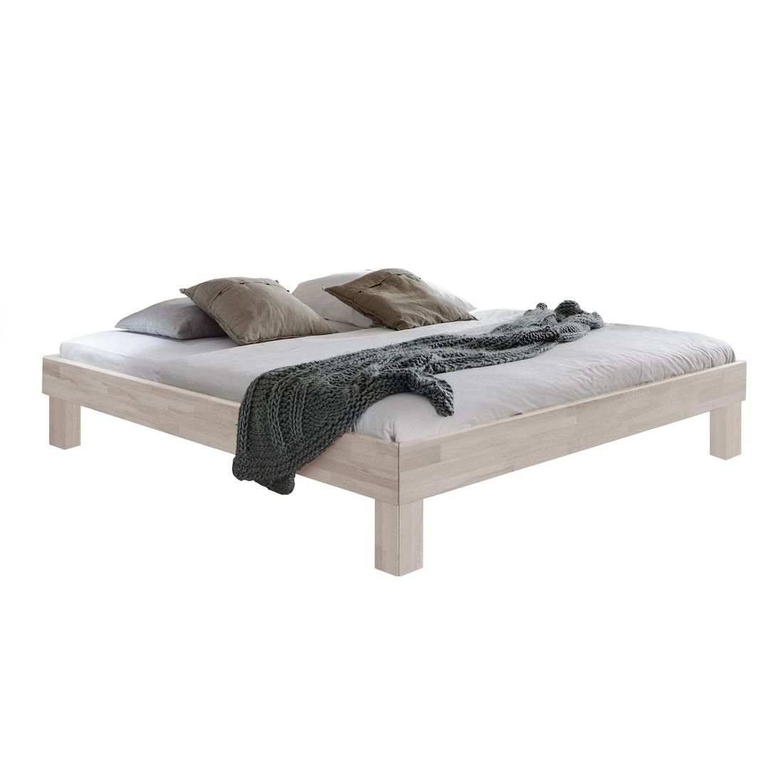 Bett Madrid Buche Massivholz ohne Kopfteil